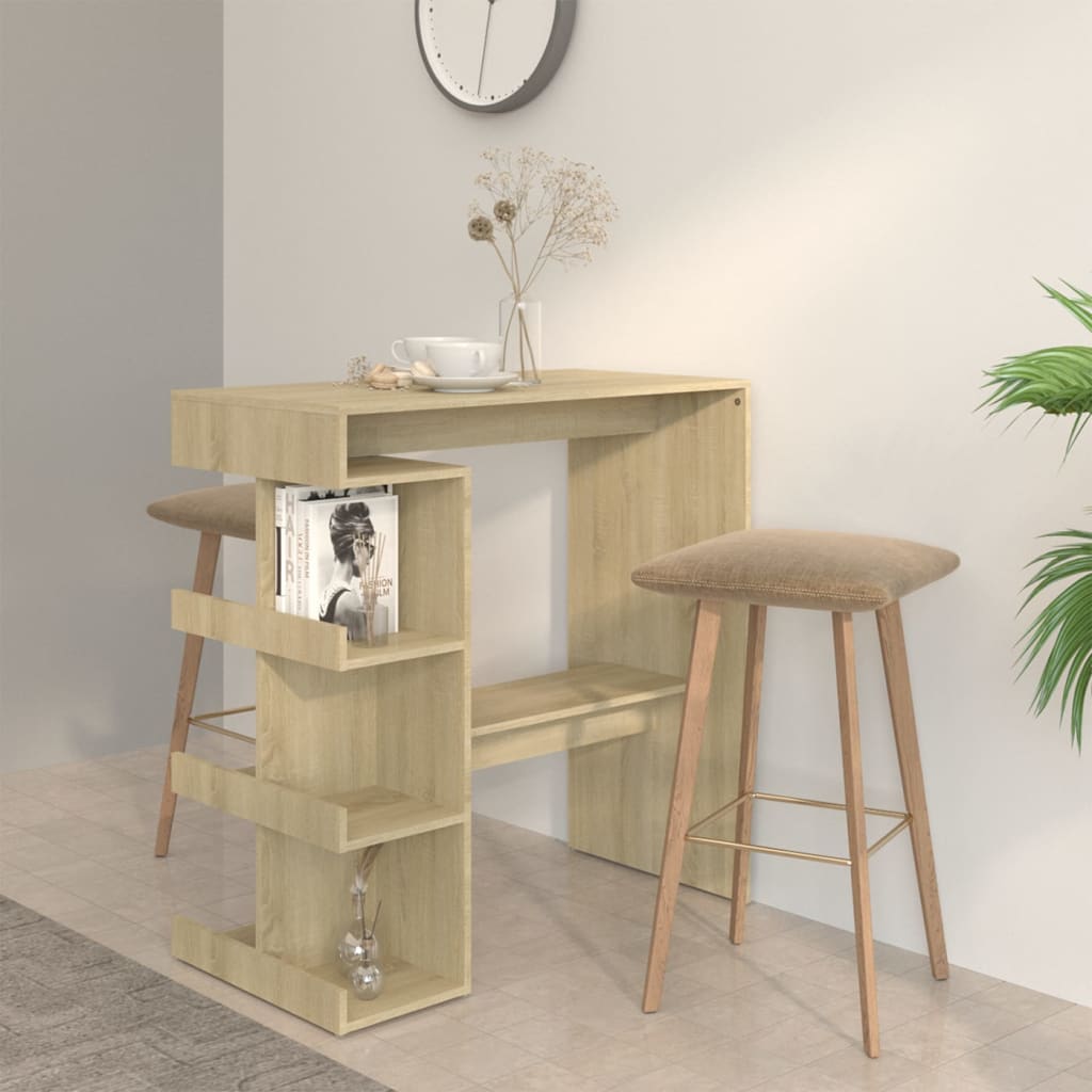 Bar Table with Storage Rack Sonoma Oak 100x50x101.5 cm Engineered Wood - Decor Base