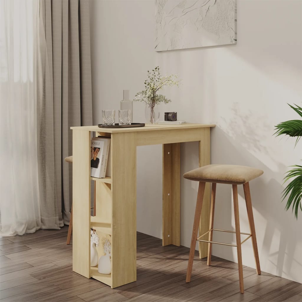 Bar Table with Shelf Sonoma Oak 102x50x103.5 cm Engineered Wood - R and M Furniture