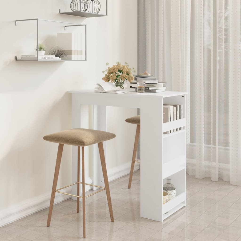 Bar Table with Storage Rack White 102x50x103.5 cm Engineered Wood - The Home Maker