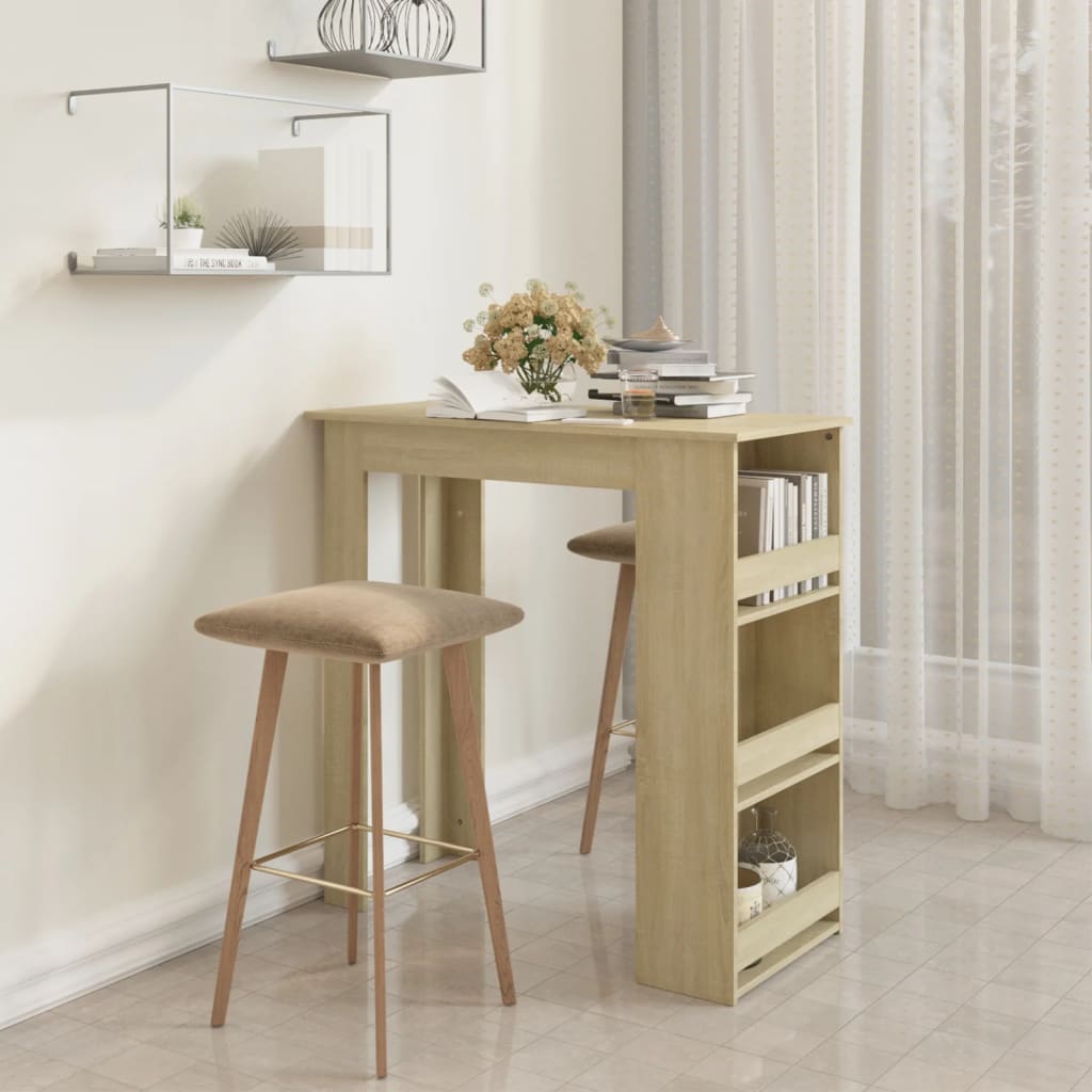 Bar Table with Storage Rack Sonoma Oak 102x50x103.5cm Engineered Wood - Merlin Deals
