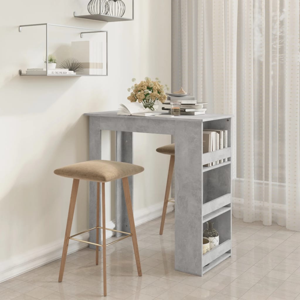 Bar Table with Storage Rack Concrete Grey 102x50x103.5 cm - Brittle & Co