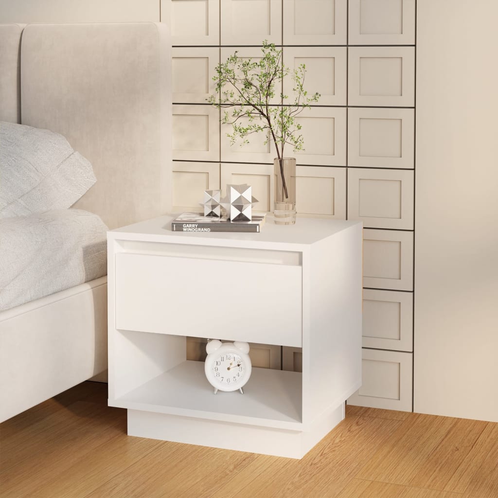 Bedside Table - FREMONT Nightstand White 45cm - Design Hut