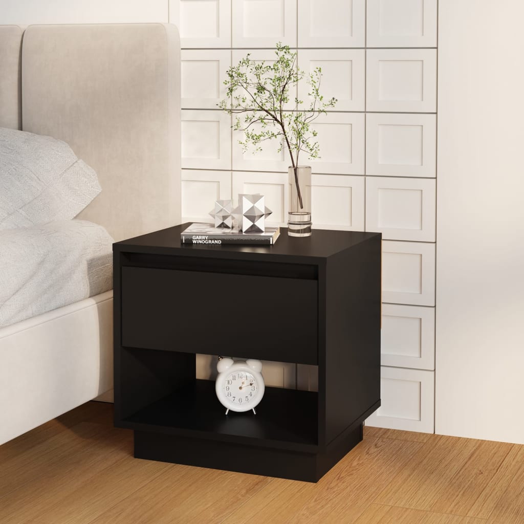 Bedside Table - FREMONT Nightstand Black 45cm - Unbeatable Bargains