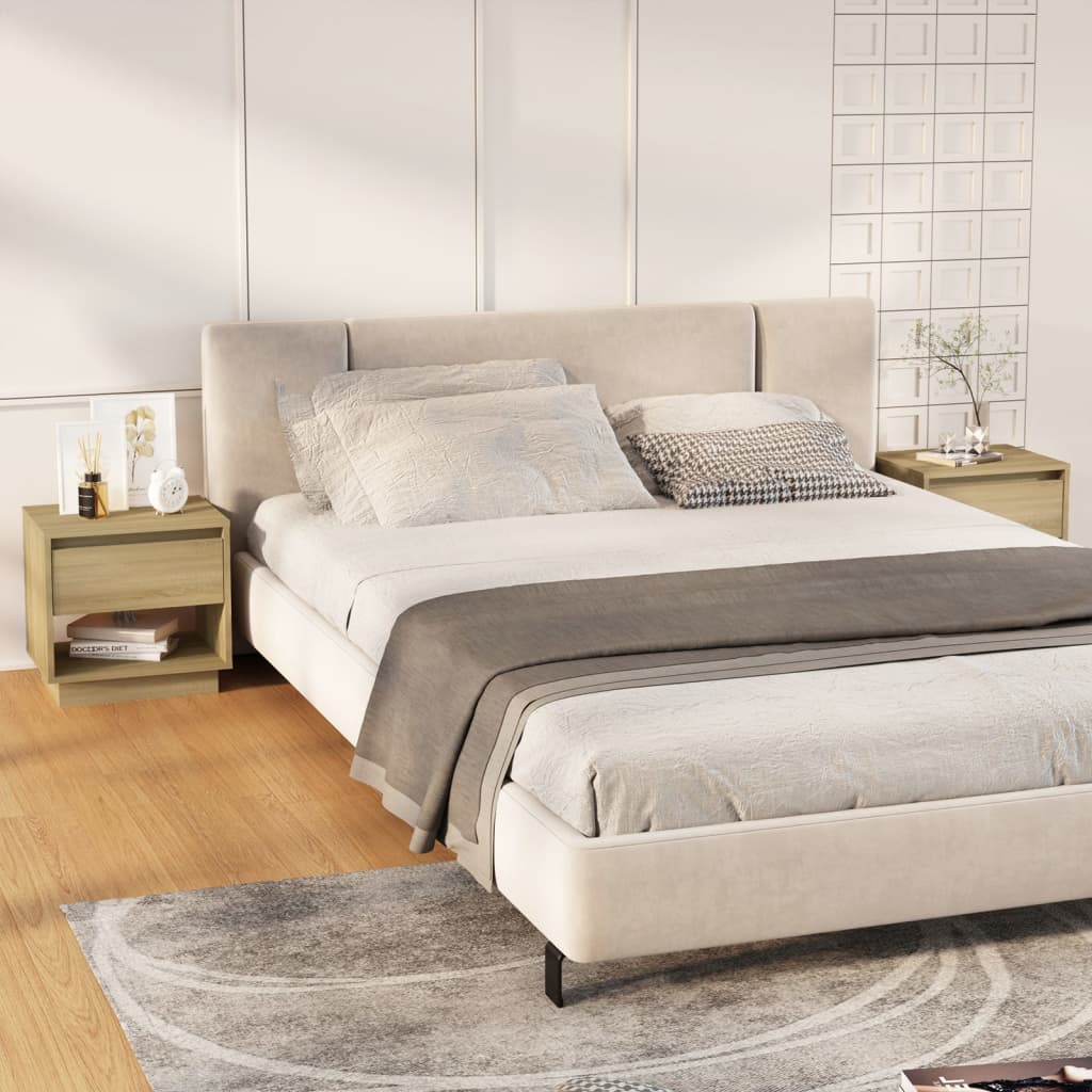 Bedside Table - FREMONT 2 Piece Nightstand Sonoma Oak 45cm - Casper Homes