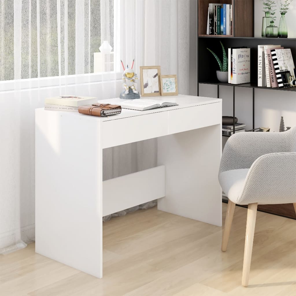 Desk White 101x50x76.5 cm Engineered Wood - Charlotte Dunes