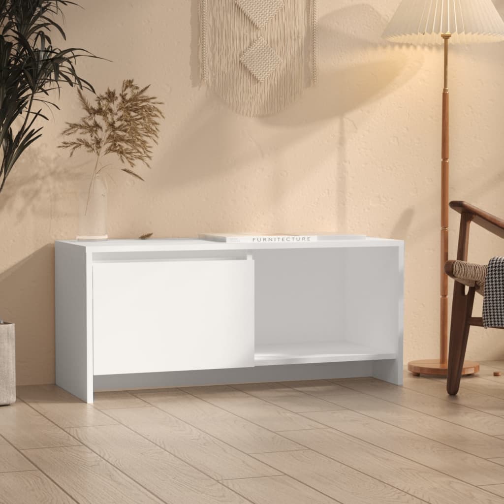 TV Cabinet White 90x35x40 cm Engineered Wood - Merlin Deals