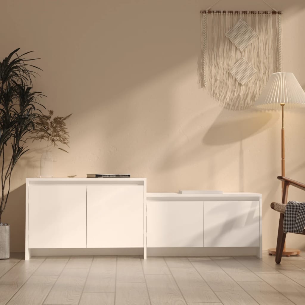 TV Cabinet White 146.5x35x50 cm Engineered Wood - Millennium Furniture