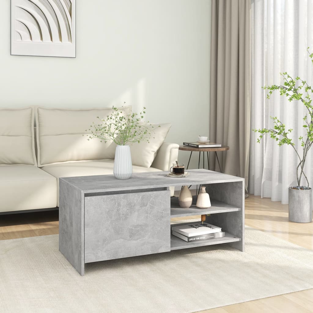 Coffee Table Concrete Grey 102x50x45 cm Engineered Wood - Decor Base