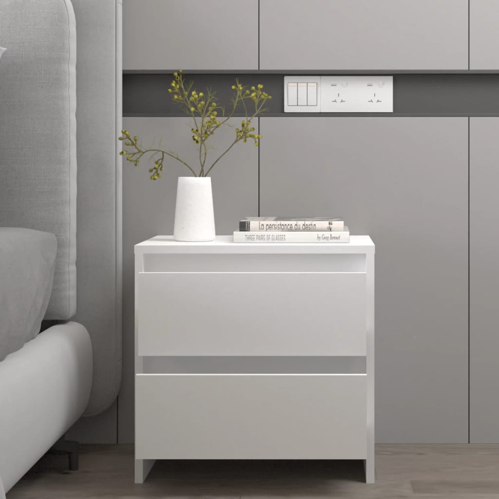 Bedside Table - GREENWOOD Nightstand White 45cm - Sid & Sam