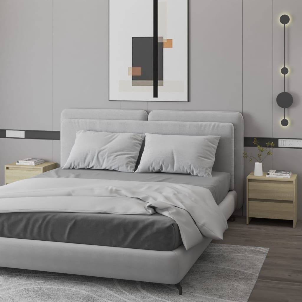 Bedside Table - GREENWOOD 2 Piece Nightstand Sonoma Oak 45cm - Tyrell & Tyrell