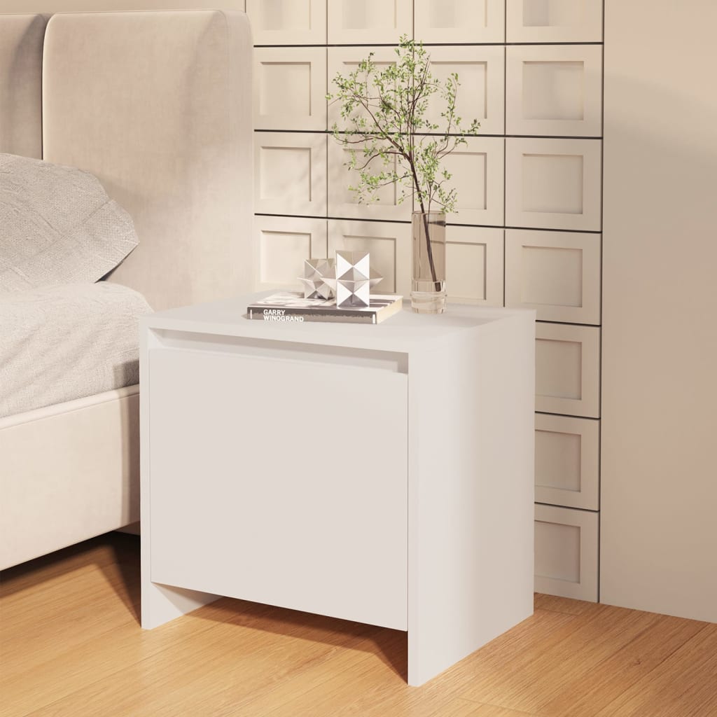 Bedside Table - FRESNO Nightstand White 45cm - R and M Furniture