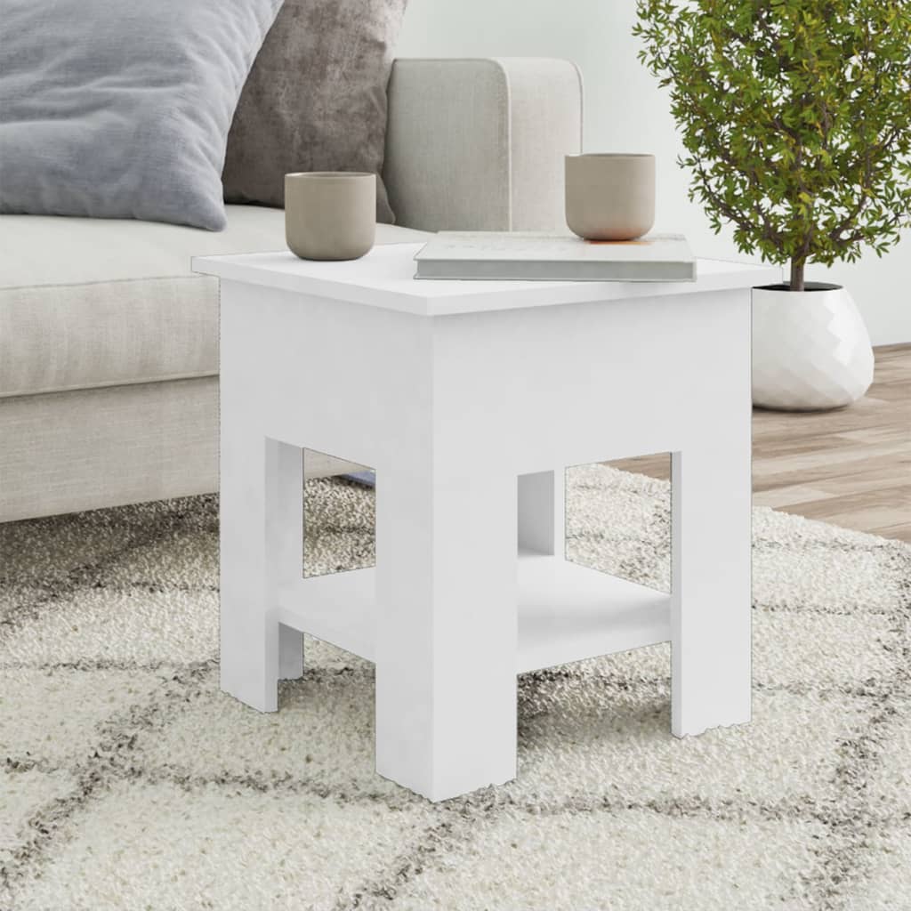 Coffee Table White 40x40x42 cm Engineered Wood - Decor Base