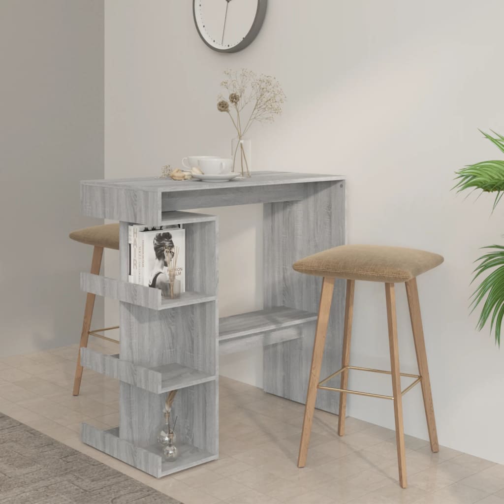 Bar Table with Storage Rack Grey Sonoma 100x50x101.5 cm - Casper Homes