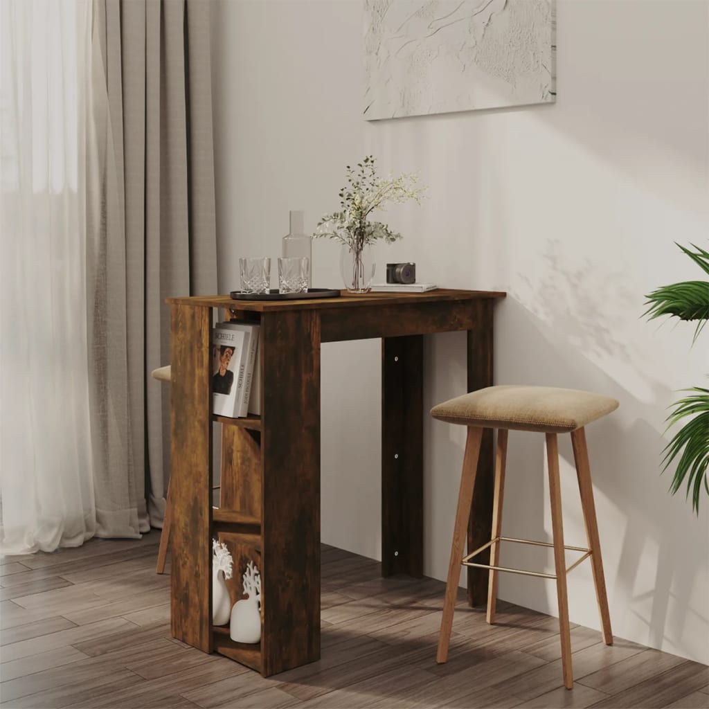 Bar Table with Shelf Smoked Oak 102x50x103.5 cm Engineered Wood - Design Hut