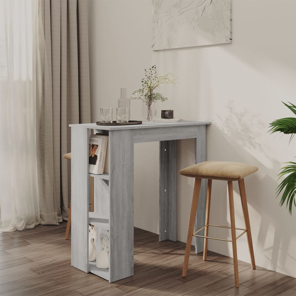 Bar Table with Shelf Grey Sonoma 102x50x103.5 cm Engineered Wood - Brittle & Co