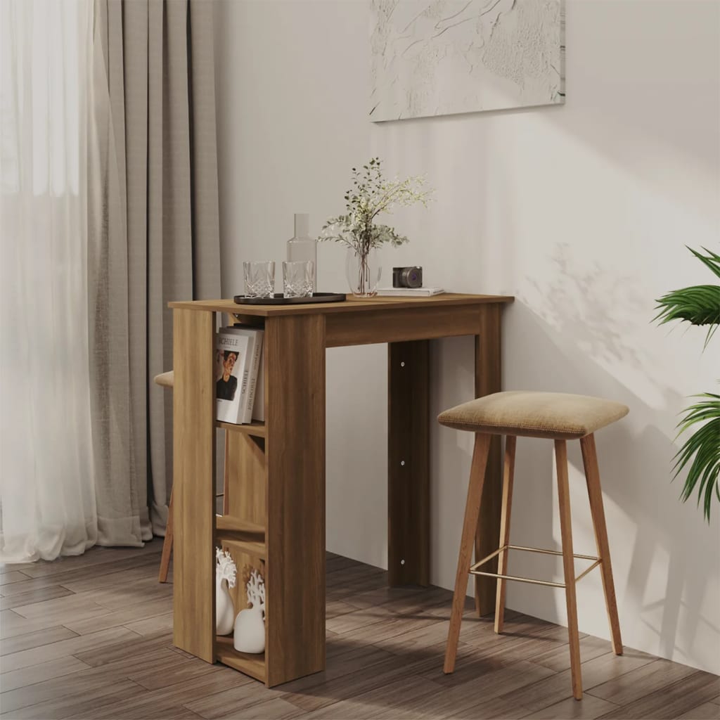 Bar Table with Shelf Brown Oak 102x50x103.5 cm Engineered Wood - Unbeatable Bargains