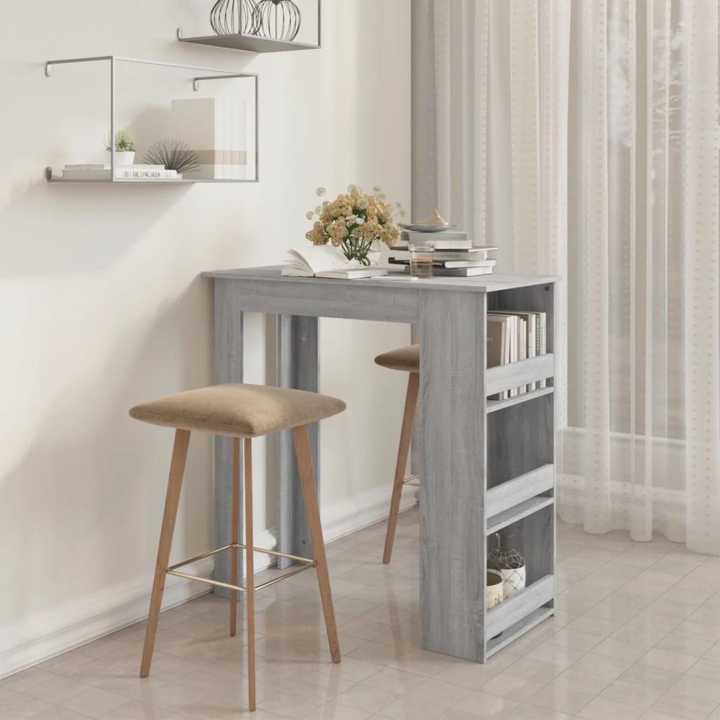 Bar Table with Storage Rack Grey Sonoma 102x50x103.5cm Engineered Wood - Merlin Deals