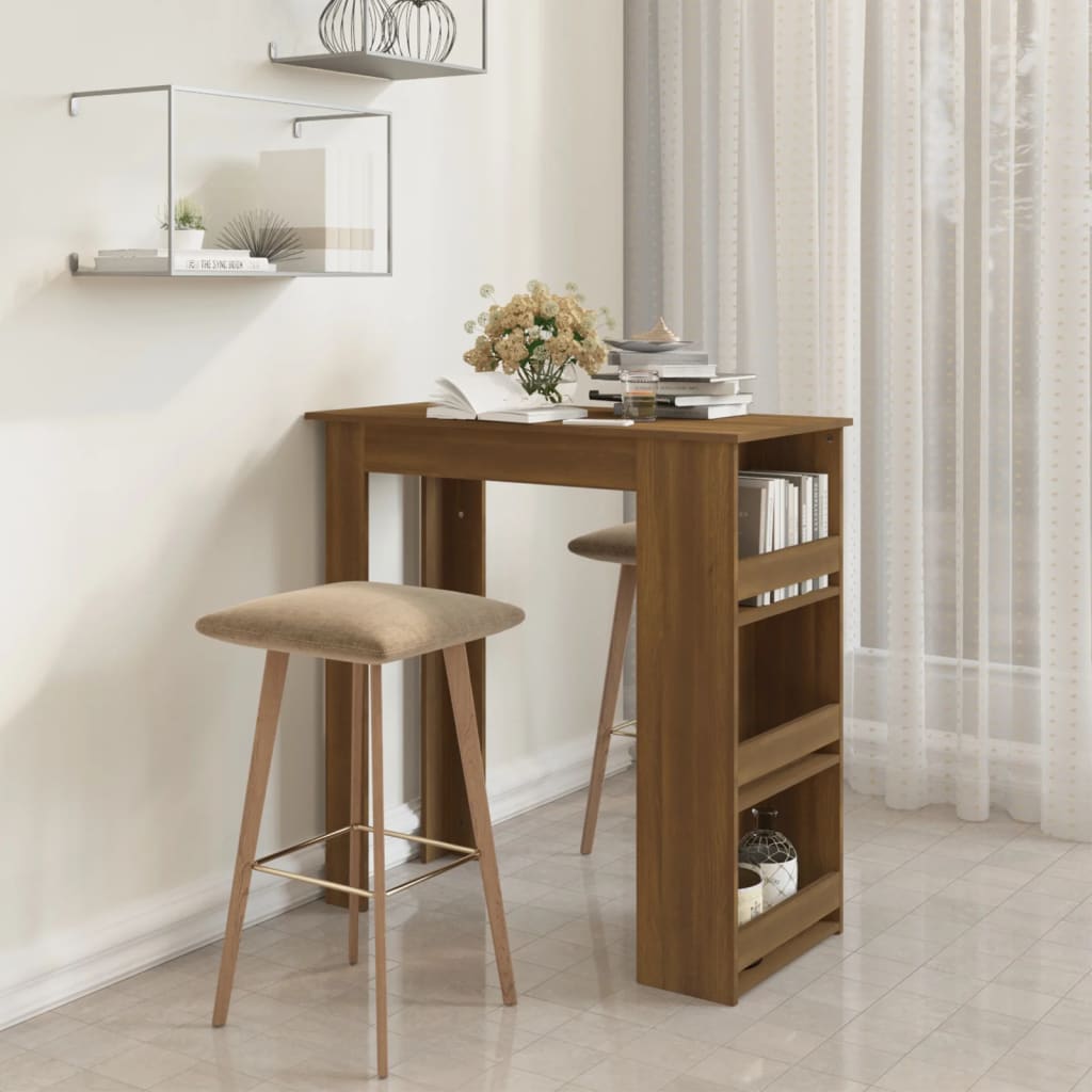 Bar Table with Storage Rack Brown Oak 102x50x103.5 cm Engineered Wood - Casper Homes