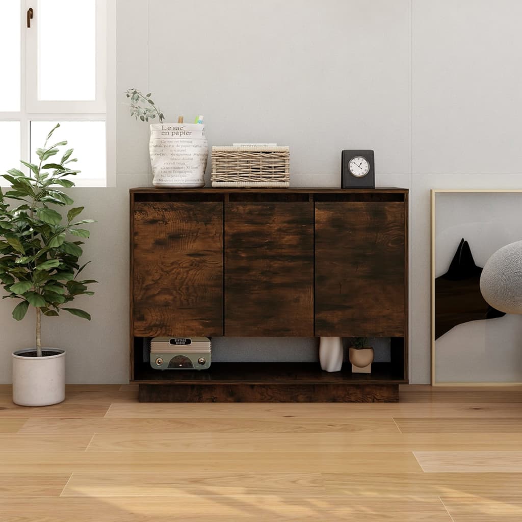 Sideboard Smoked Oak 97x31x75 cm Engineered Wood - Decor Base