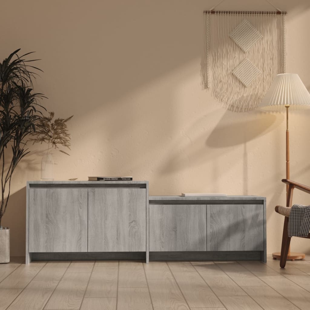 TV Cabinet Grey Sonoma 146.5x35x50 cm Engineered Wood - Tyrell & Tyrell