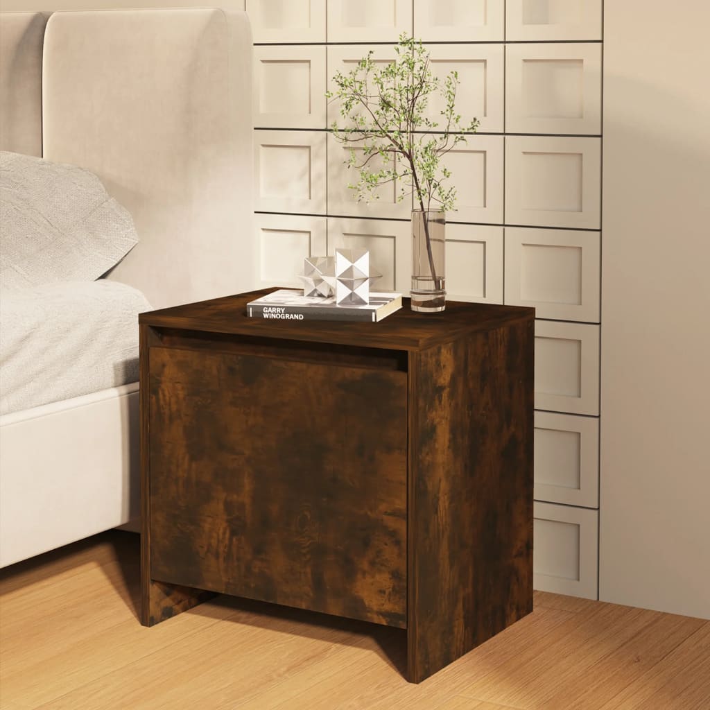 Bedside Table - FRESNO Nightstand Smoked Oak 45cm - Decor Base