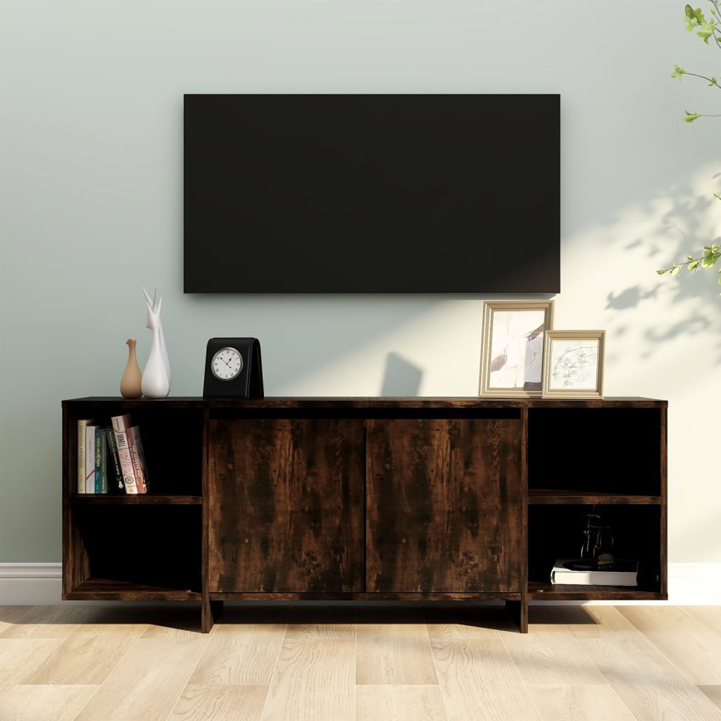 TV Cabinet Smoked Oak 130x35x50 cm Engineered Wood - Merlin Deals