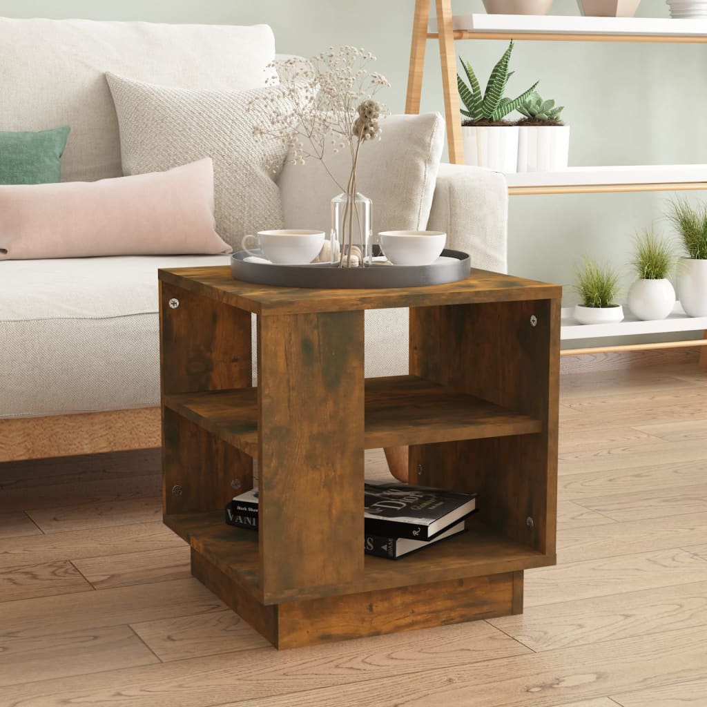 Coffee Table Smoked Oak 40x40x43 cm Engineered Wood - All Things Good
