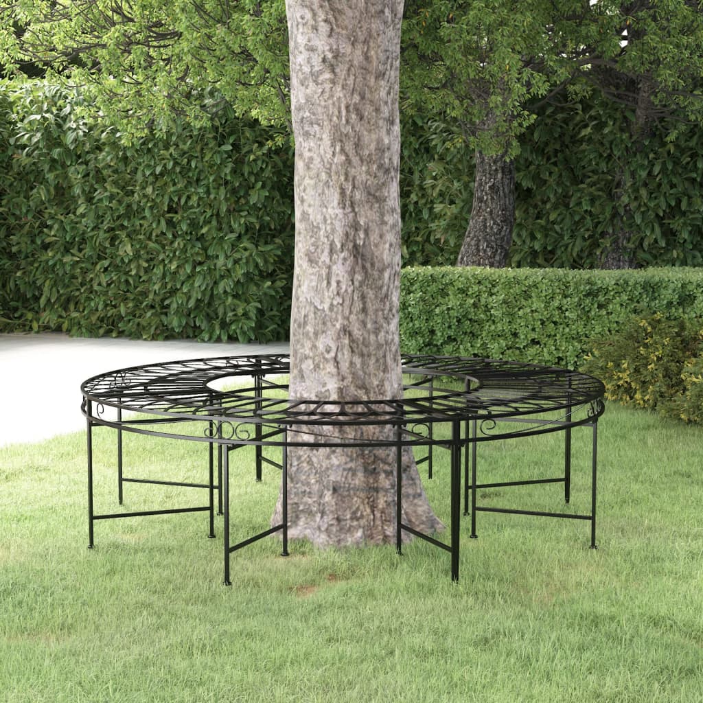 Round Tree Bench Ã ̃160 cm Black Steel - Discount Dealers