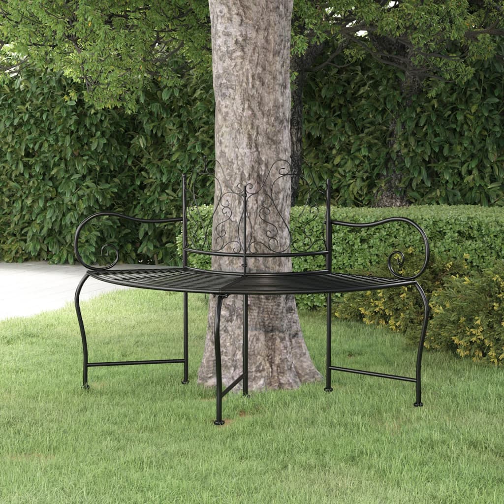 Tree Bench 150 cm Black Steel - Discount Dealers