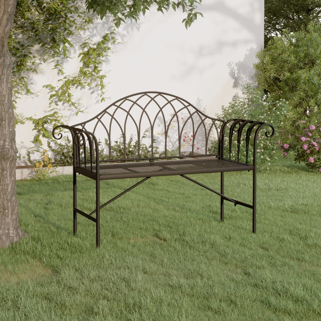 2-Seater Garden Bench 128 cm Black Steel - Style and Chic