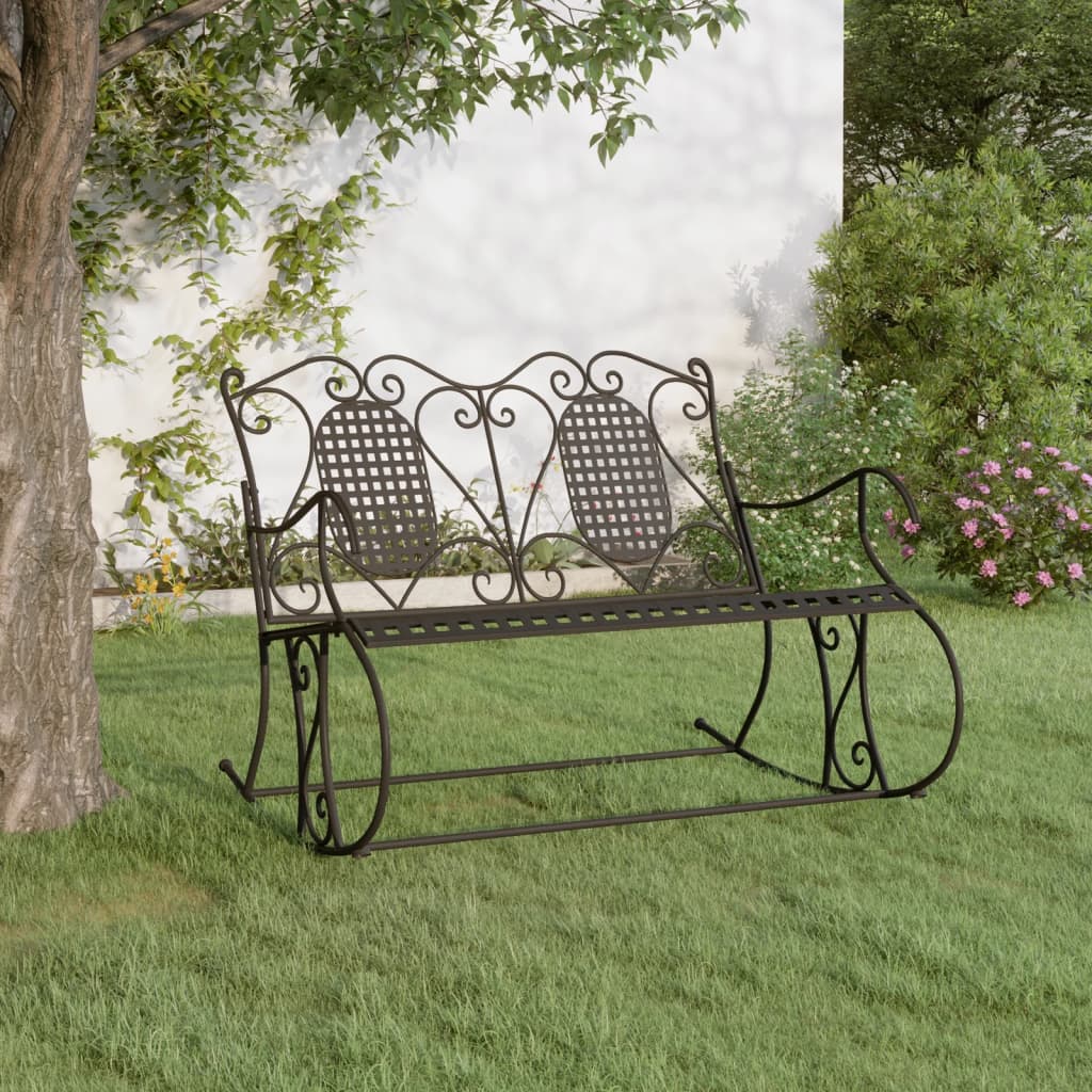 2-Seater Rocking Bench 113 cm Black Steel - R and M Furniture