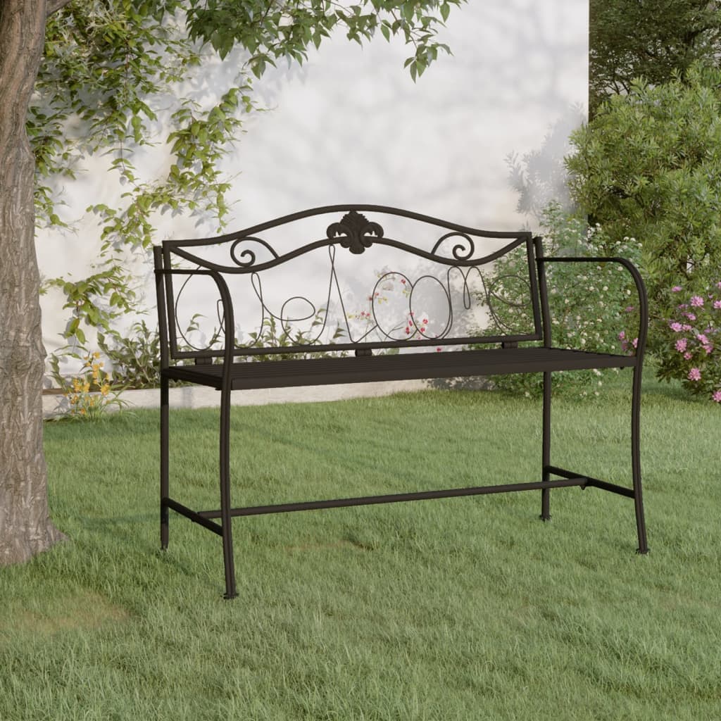 2-Seater Garden Bench 104 cm Black Steel - Unbeatable Bargains