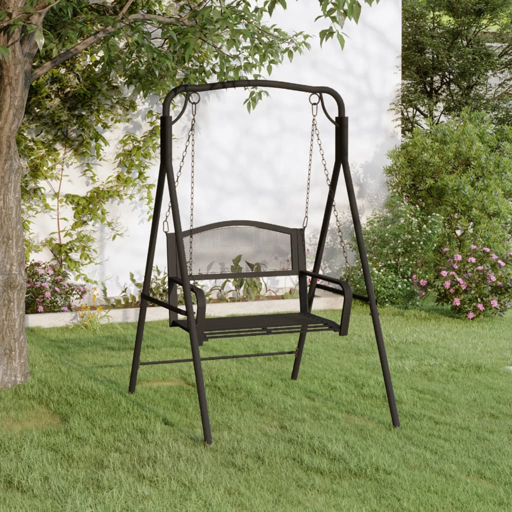 Swing Bench 124 cm Black Steel - The Home Maker