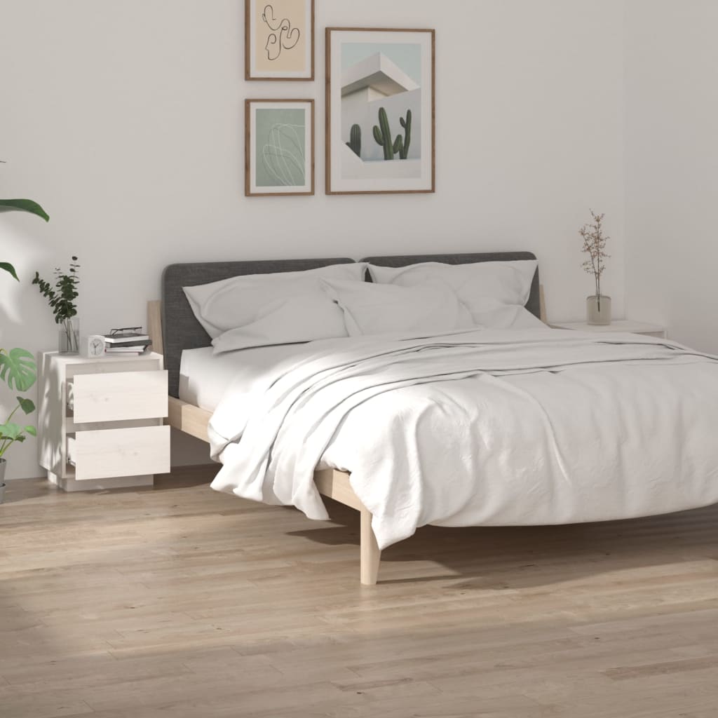 Bedside Table - PISA 2 Piece Nightstand White 40cm - Style and Chic