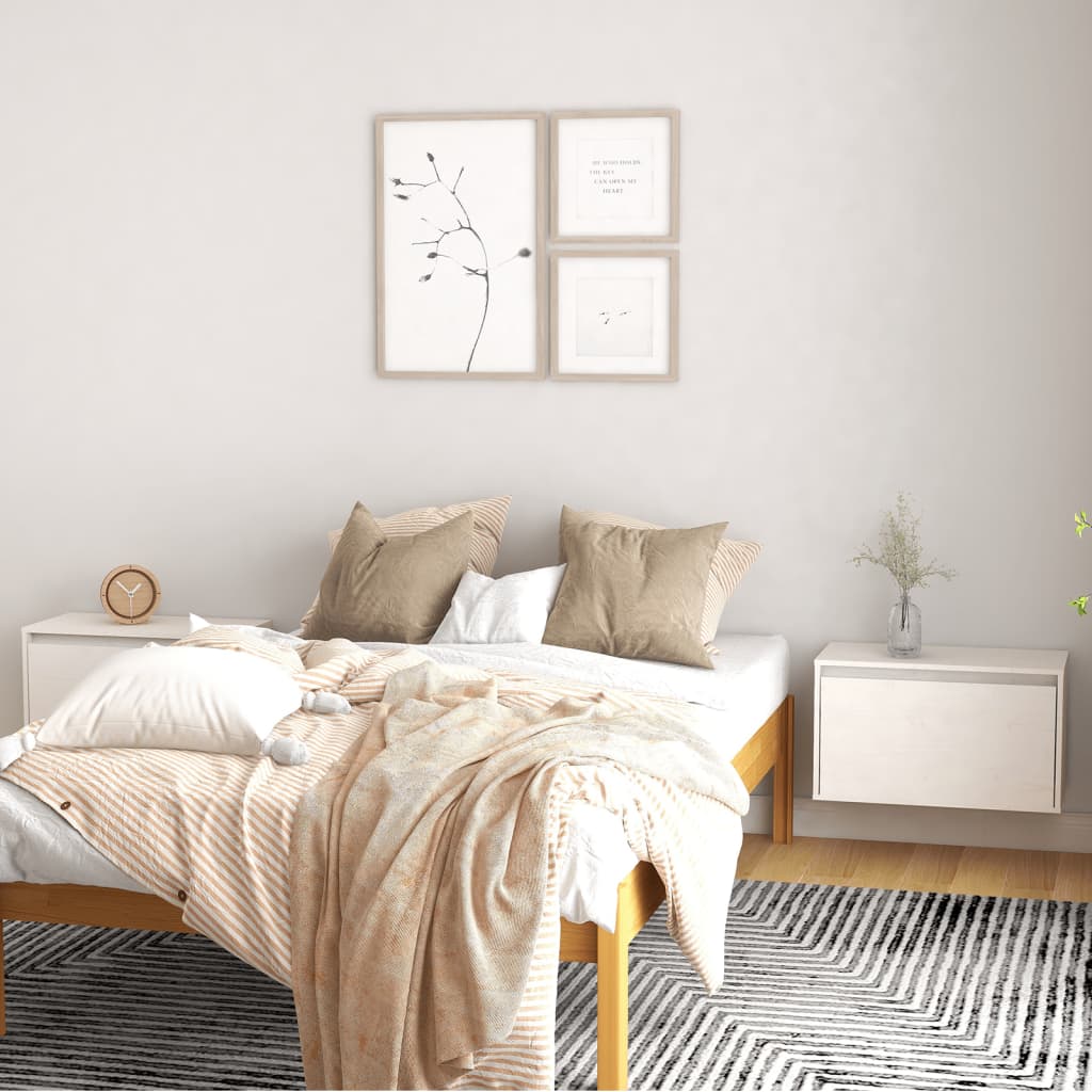 Wall Cabinets 2 pcs White 60x30x35 cm Solid Pinewood - Design Hut