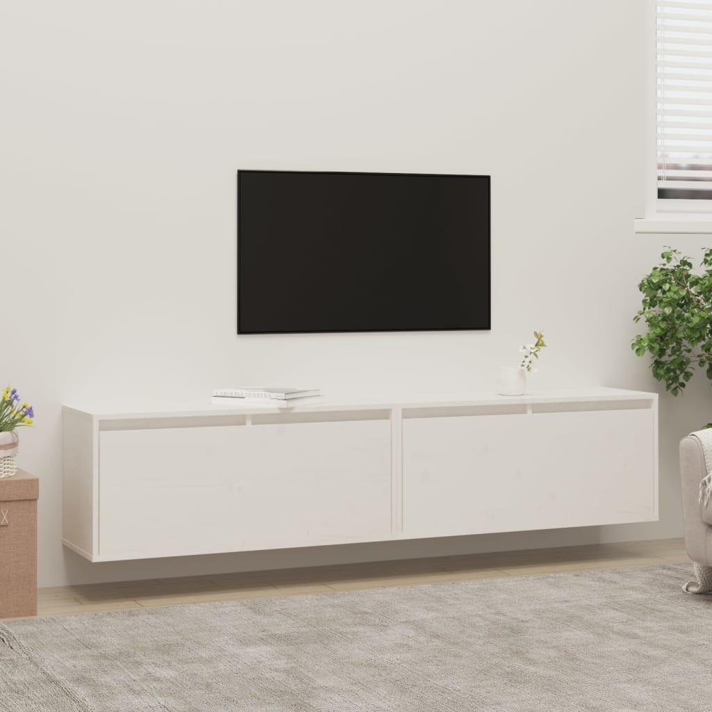 Wall Cabinets 2 pcs White 80x30x35 cm Solid Wood Pine - Merlin Deals