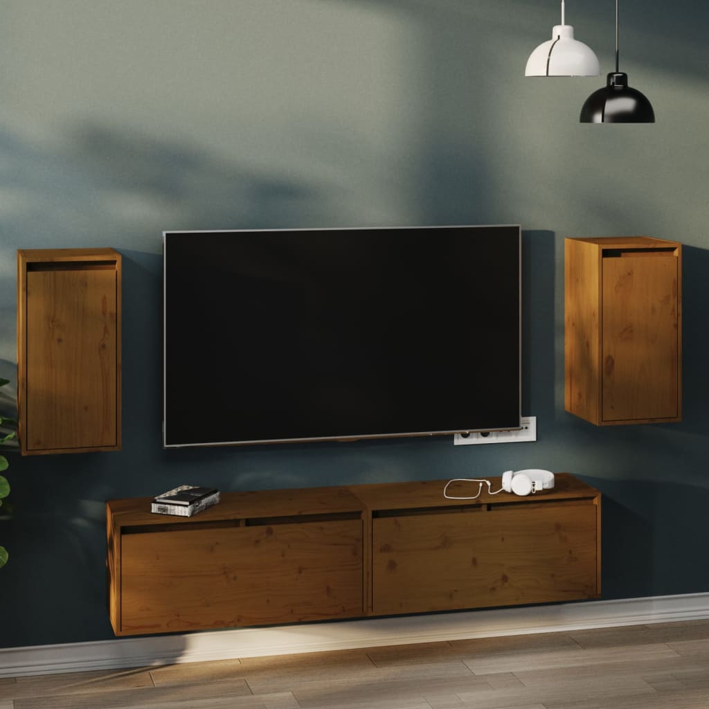 Wall Cabinets 2 pcs Honey Brown 30x30x60 cm Solid Wood Pine - Decor Base