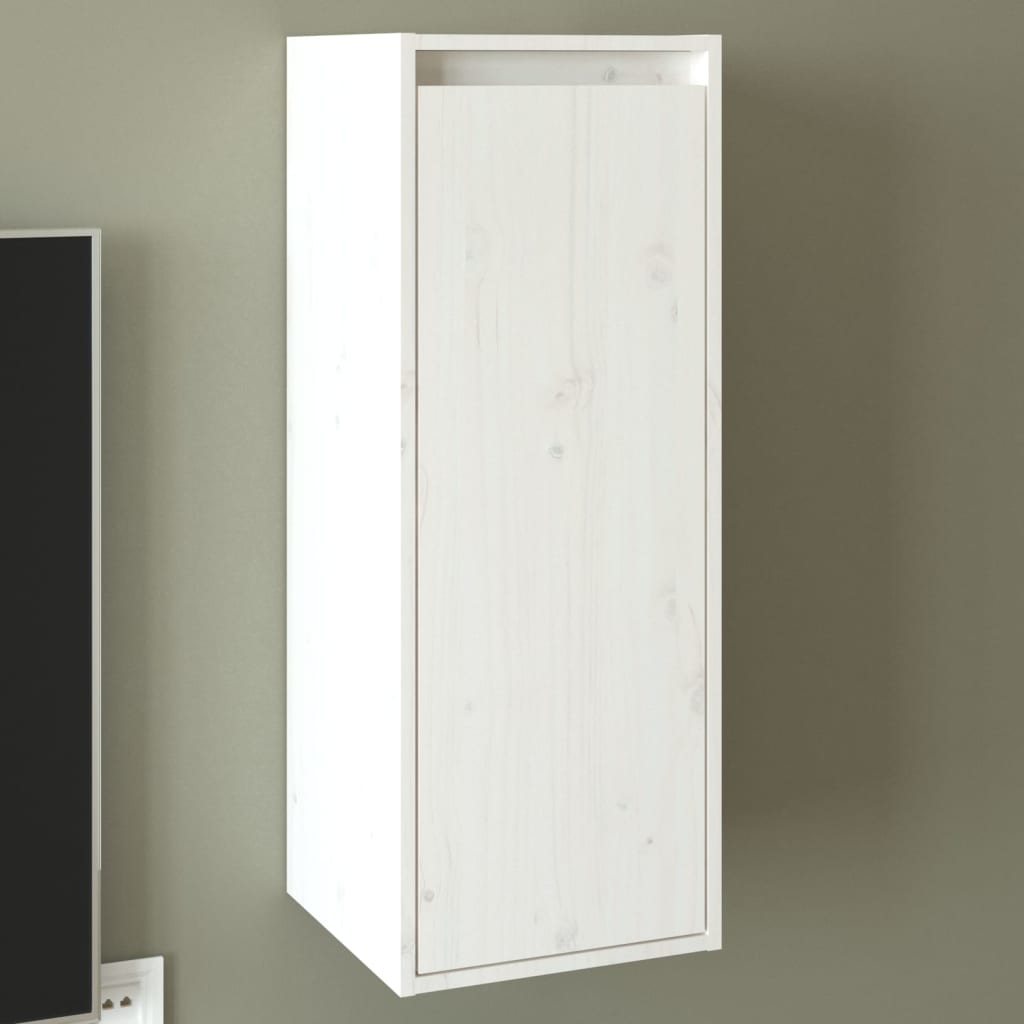 Wall Cabinet White 30x30x80 cm Solid Wood Pine - Design Hut