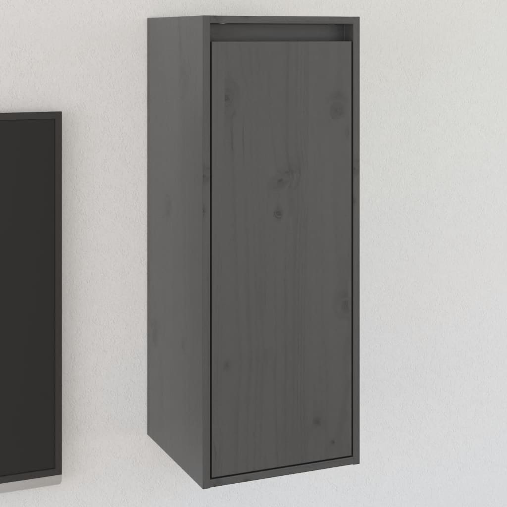 Wall Cabinet Grey 30x30x80 cm Solid Wood Pine - The Home Maker