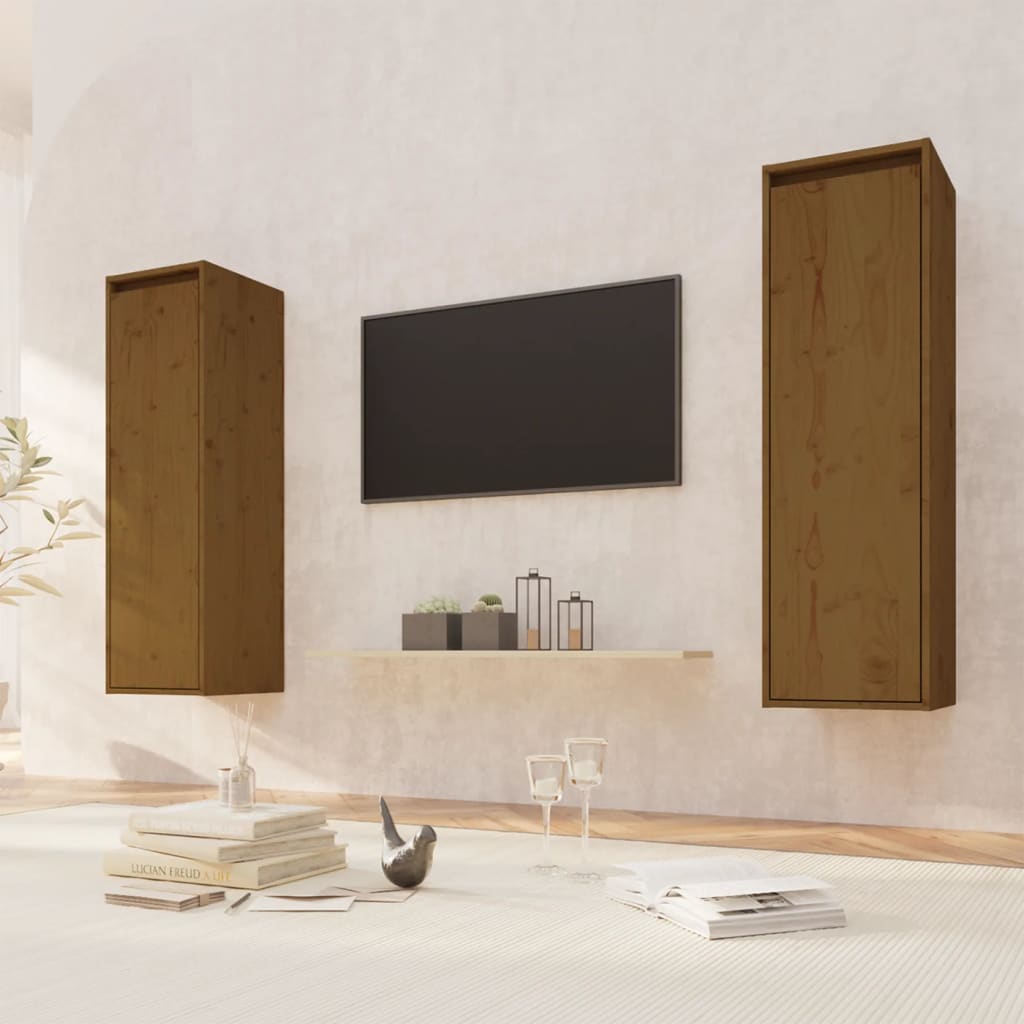 Wall Cabinets 2 pcs Honey Brown 30x30x100 cm Solid Pinewood - Style and Chic