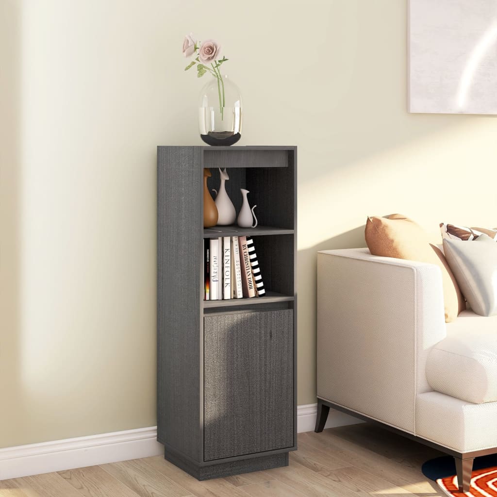 Highboard Grey 37x34x110 cm Solid Wood Pine - Decor Base