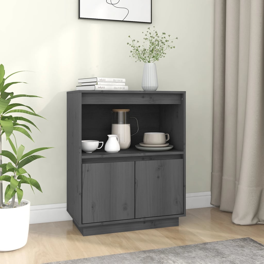 Sideboard Grey 60x34x75 cm Solid Wood Pine - Tyrell & Tyrell