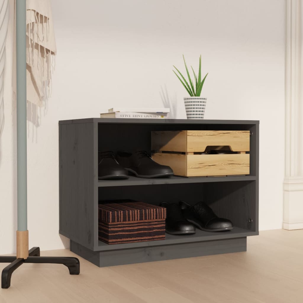 Shoe Cabinet Grey 60x34x45 cm Solid Wood Pine - R and M Furniture