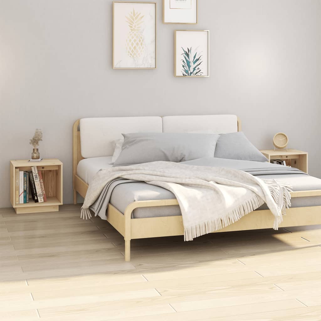 Bedside Table - DRYDEN Ash 2 Piece Nightstand Natural 40cm - Unbeatable Bargains