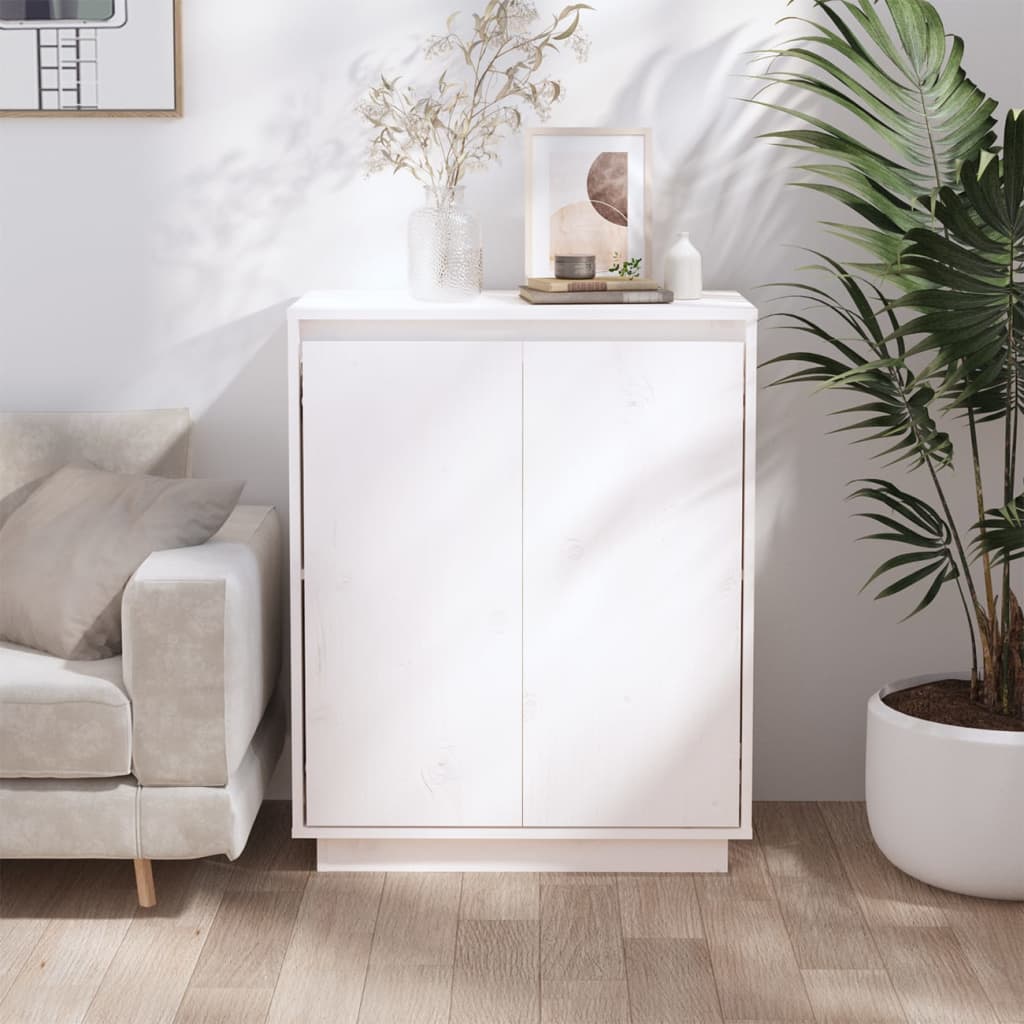 Sideboard White 60x34x75 cm Solid Wood Pine - Direct Imports