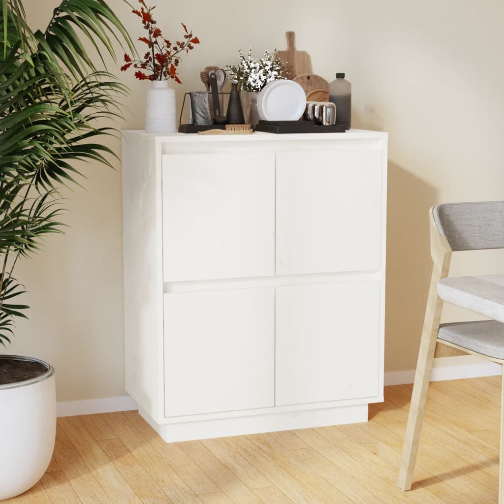 Sideboard White 60x34x75 cm Solid Wood Pine - Decor Base