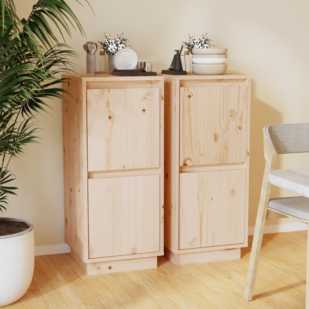 Sideboards 2 pcs 31.5x34x75 cm Solid Wood Pine - Merkel Designers
