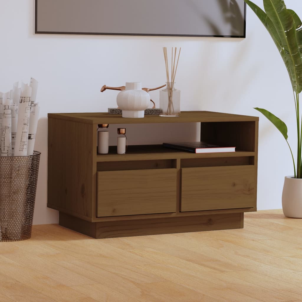 TV Cabinet Honey Brown 60x35x37 cm Solid Wood Pine - Millennium Furniture