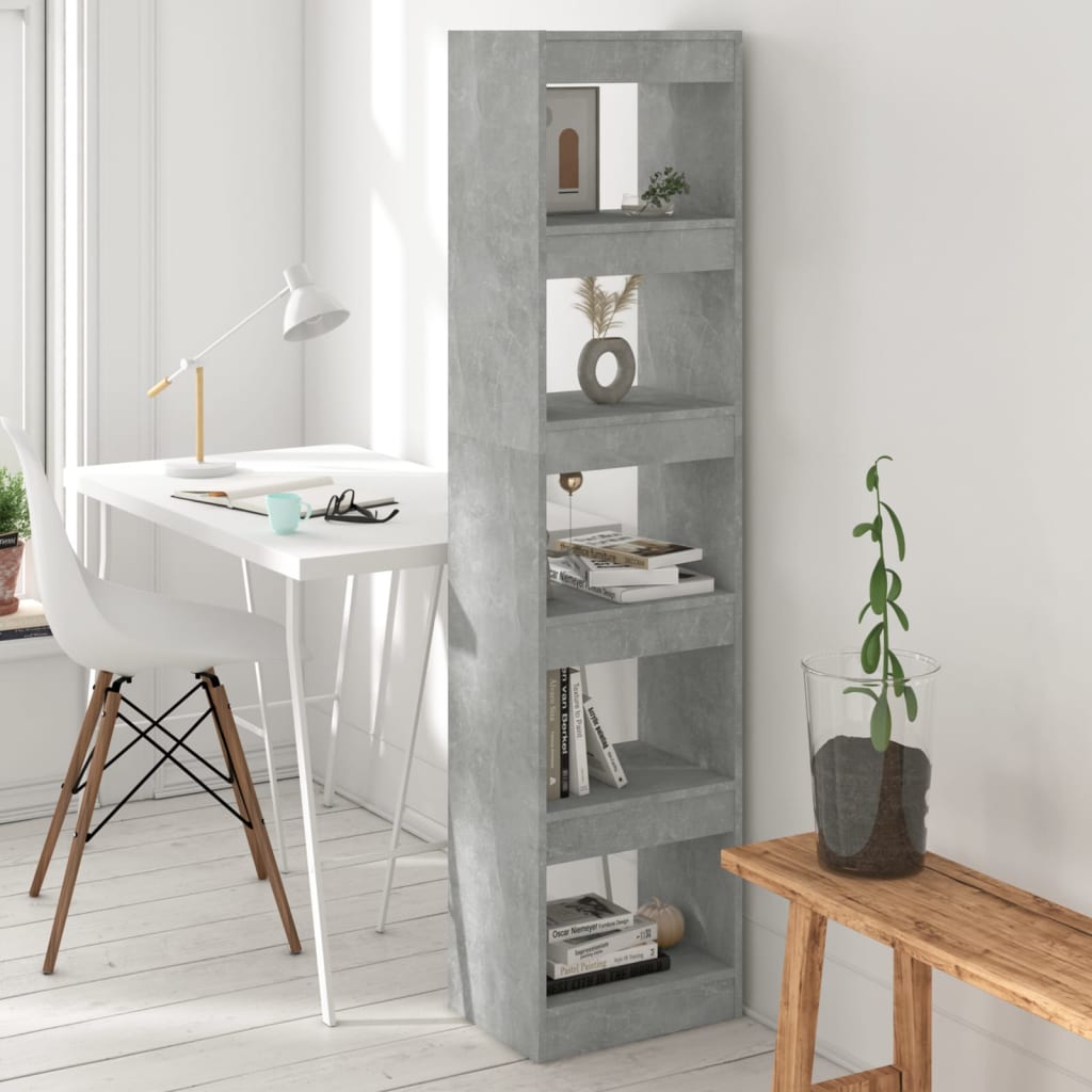 Book Cabinet/Room Divider Concrete Grey 40x30x166 cm - Design Hut