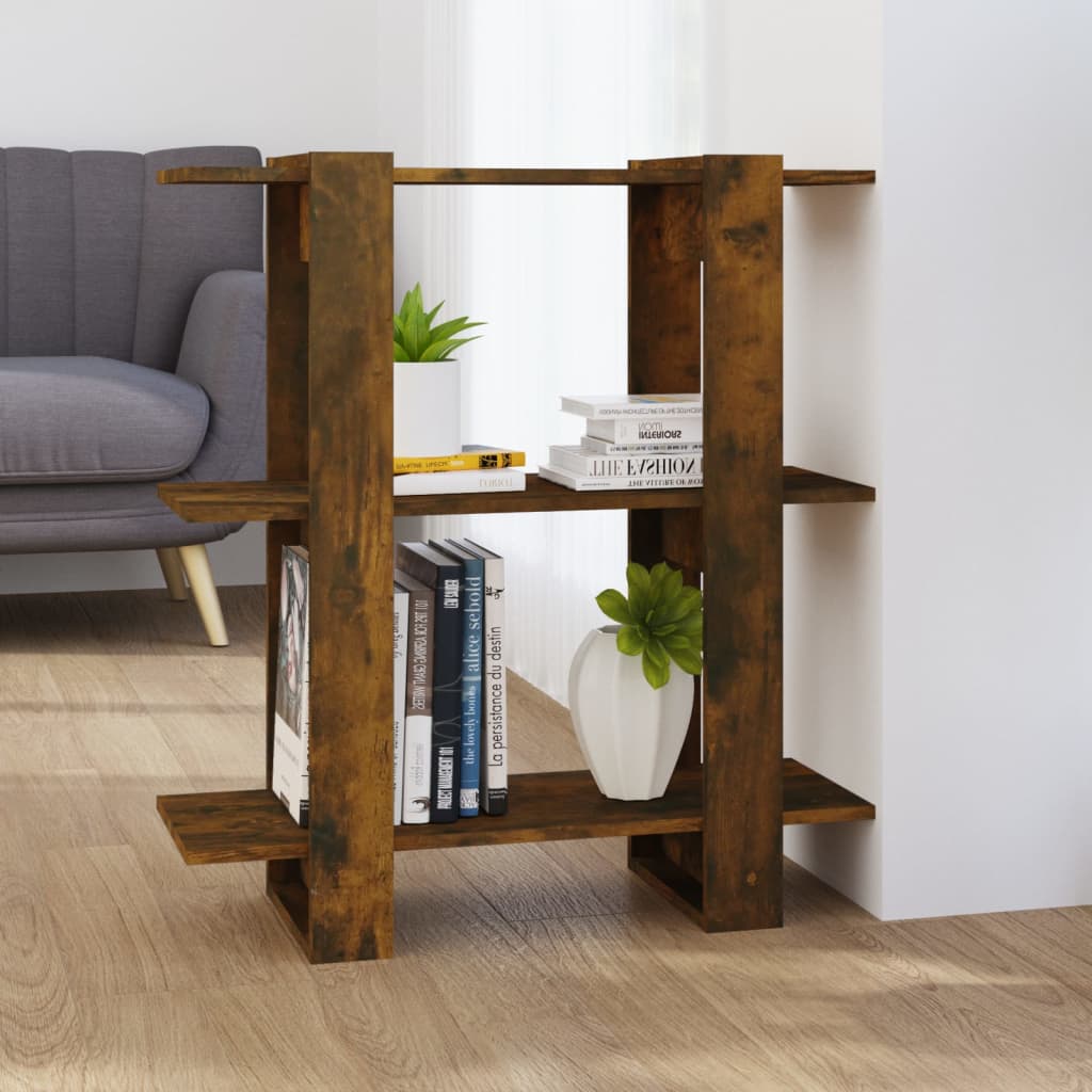 Book Cabinet/Room Divider Smoked Oak 80x30x87cm - Design Hut